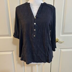 Democracy blue top with lace and embroidery, Medium
